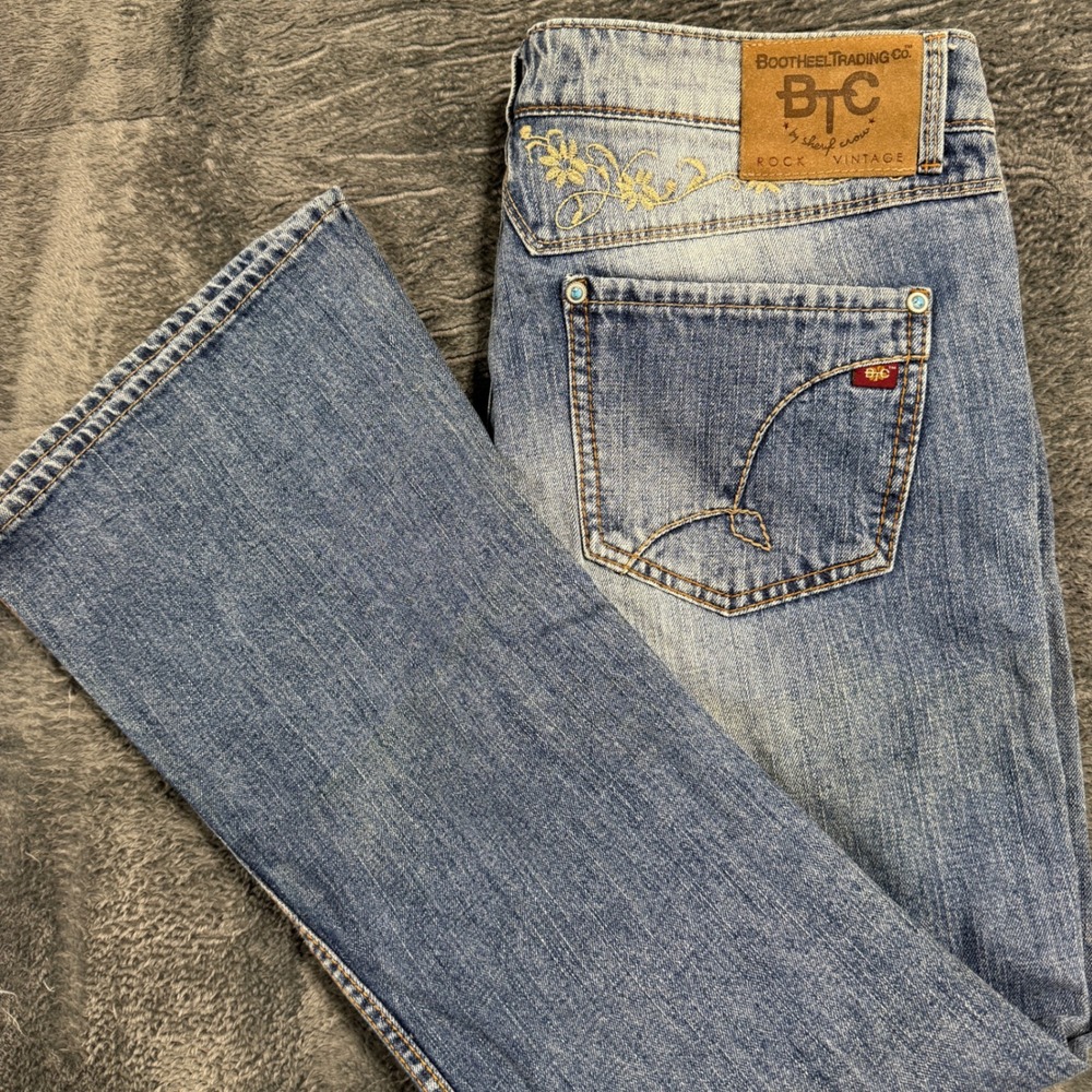 Bootheel Trading Co Sheryl Crow Georgia Jeans Womens 33/12 Blue Bootcut Floral‎